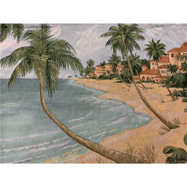 PALM BEACH GARDENS LARGE WALL HANGING TAPESTRY WITH METAL ROD