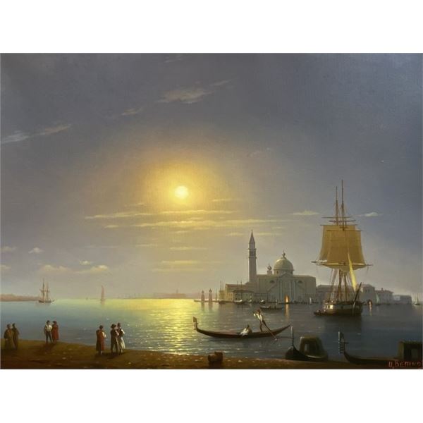 TSVETKOV UKRAINIAN OIL ON CANVAS PAINTING " 19th CENTURY VENICE"