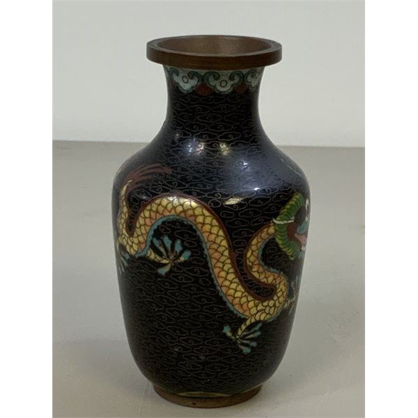 ANTIQUE CHINESE ENAMELED BRASS CLOISONNE VASE