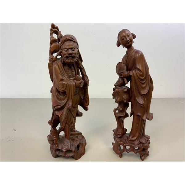 ANTIQUE CHINESE CARVED WOOD FIGURINES