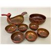 Image 1 : GROUP OF VINTAGE RUSSIAN KHOKHLOMA WOODEN BOWL BIRD KOVSH