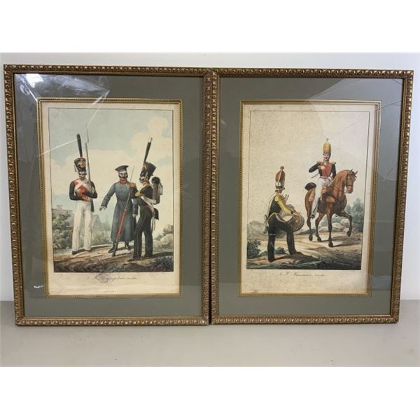 IMPERIAL RUSSIAN MILITARY UNIFORMS FRAMED ENGRAVINGS