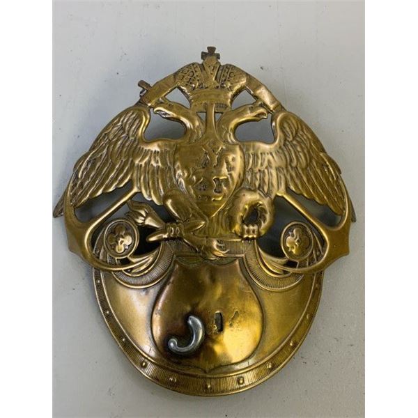 IMPERIAL RUSSIAN CRIMEAN WAR ERA BRASS EAGLE NAVY HELMET FRONT PLATE