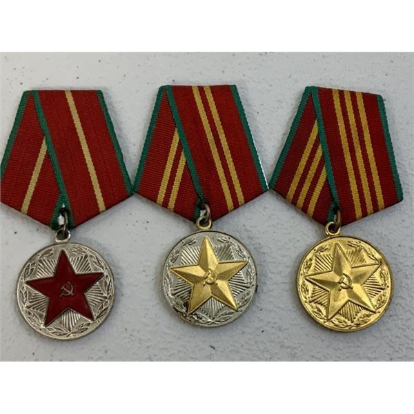 USSR LOT OF 3 MEDALS FOR IRREPROACHABLE SERVICE IN FIRE DEPARTMENT