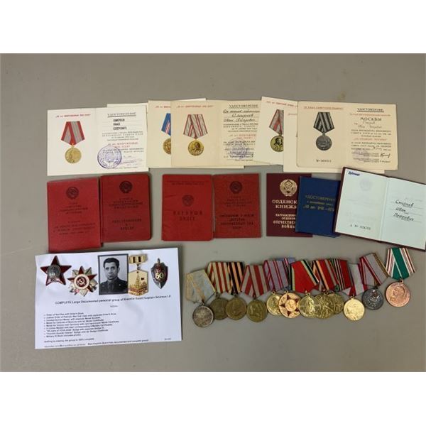 USSR SOVIET RUSSIA NKVD- KGB VETERAN DOCUMENTED AWARDS MEDALS GROUP