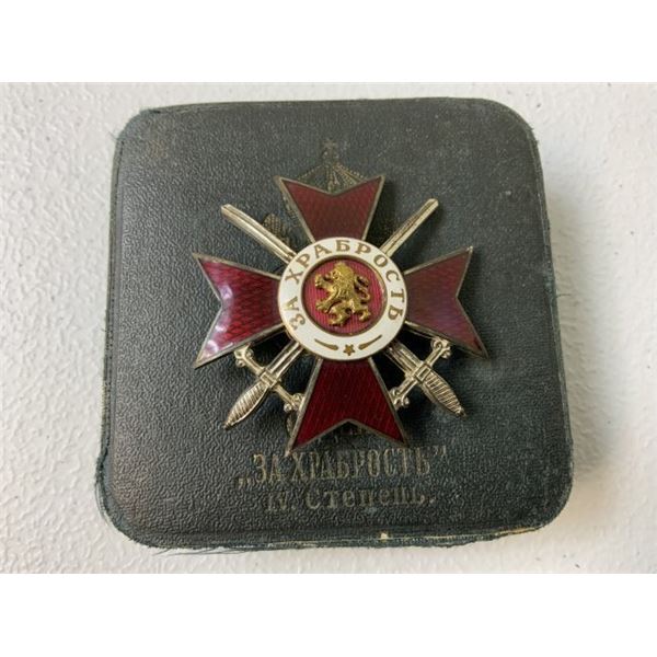 ROYAL BULGARIA MILITARY ORDER FOR BRAVERY 4th CLASS WITH ISSUE BOX