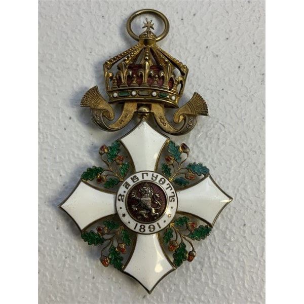 ROYAL BULGARIA ORDER OF CIVIL MERIT MEDAL CROSS II CLASS NECK GRADE