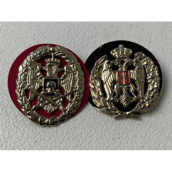 SERBIAN MILITARY PAIR OF CAP BADGES SERBIA