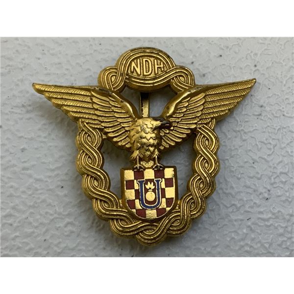 WWII CROATIA CROATIAN PILOT BADGE GOLD 1st MODEL BRACA KNAUS ZAGREB