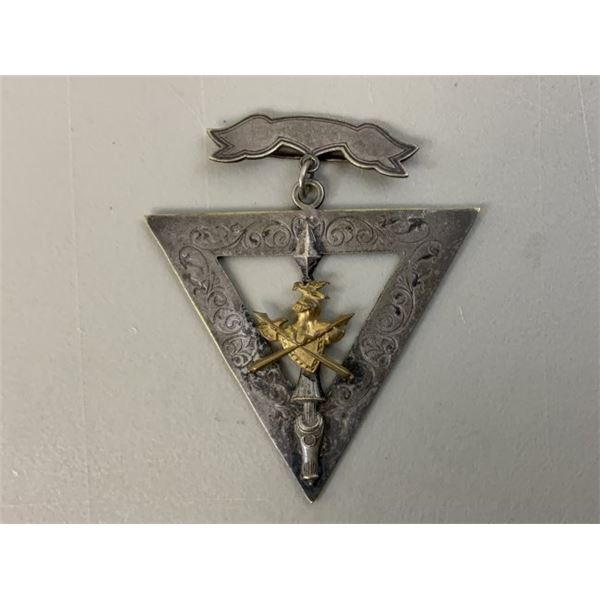 ANTIQUE MASONIC KNIGHT 19TH C. SILVER MEDAL DECORATION