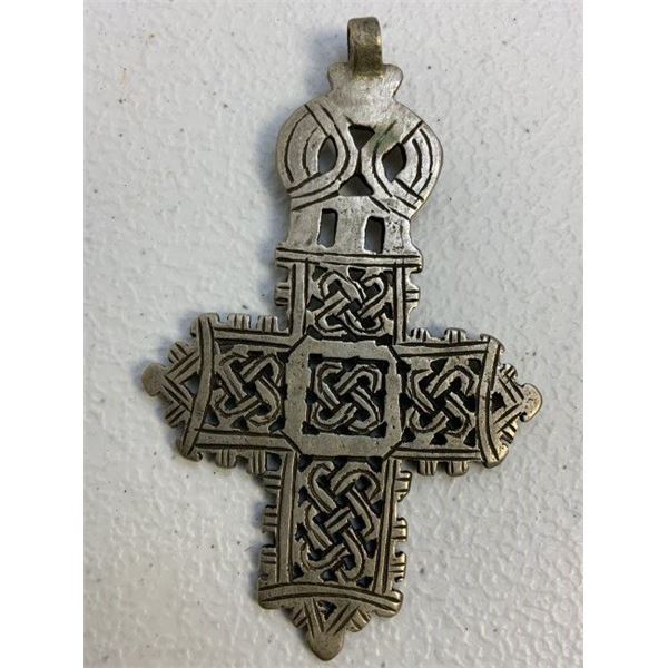 ANTIQUE UKRAINE KIEVAN RUS VIKING SCANDINAVIAN STYLE UKRAINIAN LARGE SILVER CROSS