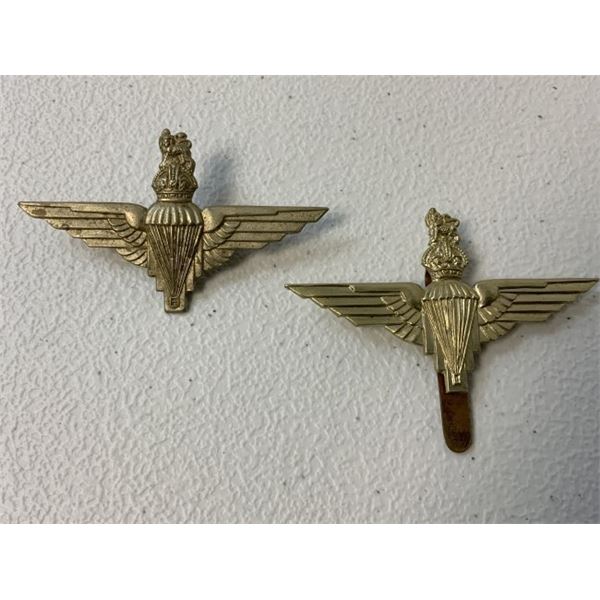 UK PAIR OF WWII PARACHUTE REGIMENT BERET CAP BADGES