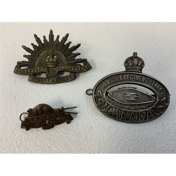 COMMONWEALTH AUSTRALIAN AND CANADIAN WWII REGIMENTAL BADGES
