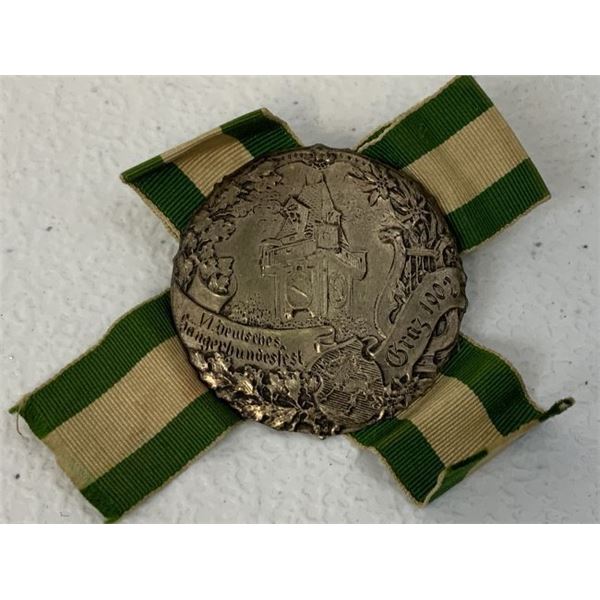 AUSTRIA HUNGARY EMPIRE 1902 GRAZ FESTIVAL BADGE ON RIBBON