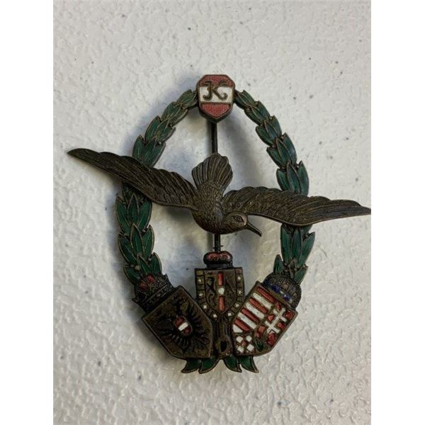 WWI AUSTRIAN HUNGARIAN EMPIRE ENAMELED MARINE PILOTS BADGE KARL