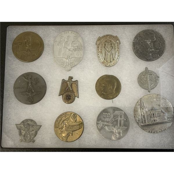 GERMANY THIRD REICH CASED LOT OF TINNIES PINS BADGES