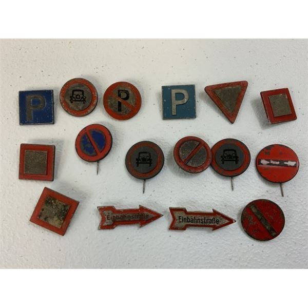 GERMANY THIRD REICH STREET TRAFFIC SIGNS PINS TINNIES LOT OF 16