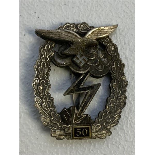 WWII GERMAN LUFTWAFFE GROUND ASSAULT 50 ENGAGEMENTS BADGE