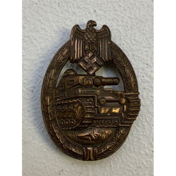WWII GERMAN TANK PANZER ASSAULT BADGE IN BRONZE