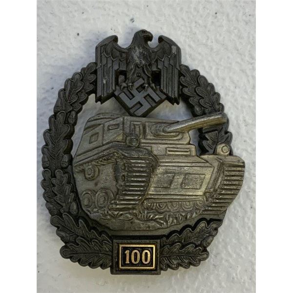 WWII GERMAN PANZER ASSAULT BADGE 100 ENGAGEMENTS BY JFS