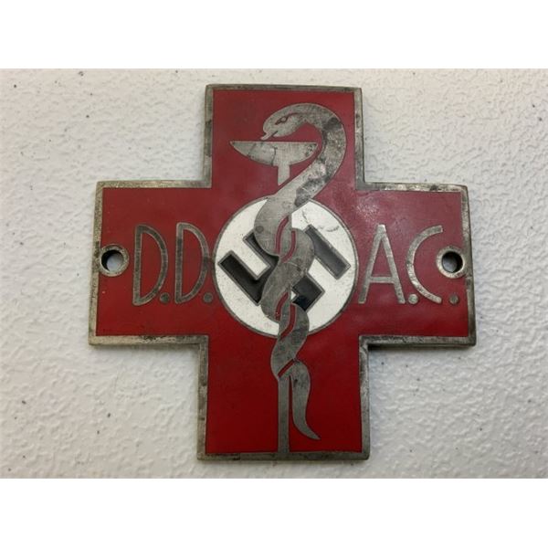 GERMANY THIRD REICH AMPULANCE D.D.A.C. AUTOBAHN DOCTOR CAR BADGE