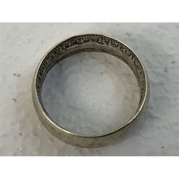 WWII GERMAN SILVER RING MADE FROM WWI GERMAN SILVER COIN