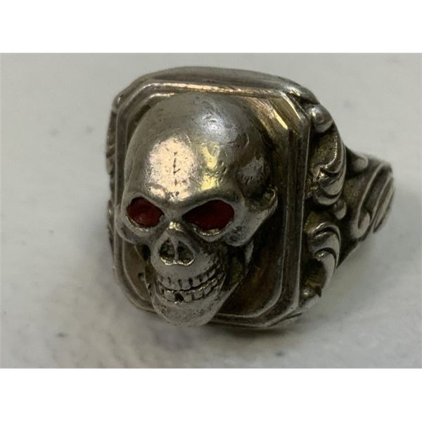 WWII GERMAN SILVER SCULL SS RING