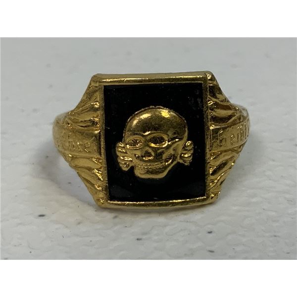 WWII GERMAN SS SCULL RING DEAT'S HEAD WITH SS MOTTO