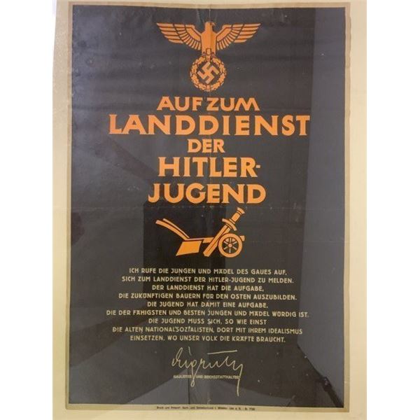 NAZI GERMANY THIRD REICH WWII PERIOD HITLER YOUTH POSTER FRAMED