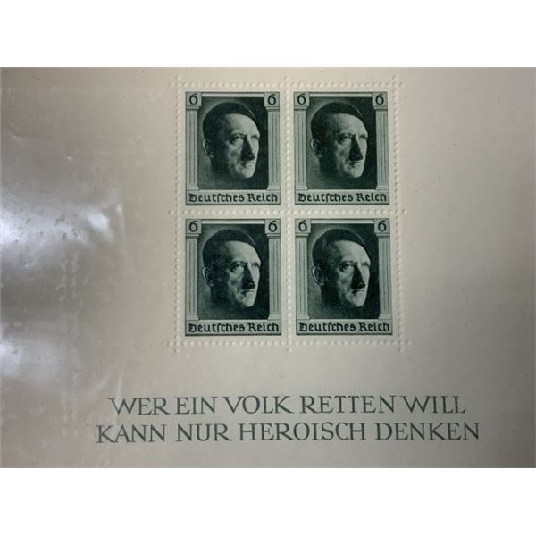 NAZI GERMAN ADOLF HITLER 48th BIRTHDAY STAMPS SOUVENIR SHEET
