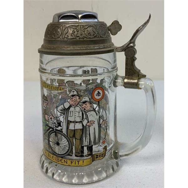 GERMANY GLASS BICYCLE CLUB BEER STEIN