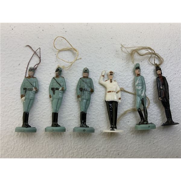GERMANY THIRD REICH PLASTIC POLICE OFFICERS TOY SOLDIERS CHRISTMAS HANGING DECORATIONS