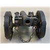 Image 4 : ANTIQUE MODEL OF A BRASS CANNON WITH WOODEN WHEELS