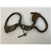 Image 2 : ANTIQUE PAIR OF HANDCUFFS WITH KEY