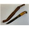 Image 6 : VINTAGE FINNISH YELLOW GRIP HORSE HEAD PUUKO KNIFE WITH SHEET