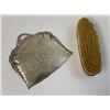 Image 5 : ANTIQUE SILVER BUTLER DECORATED DUST PAN AND BRUSH