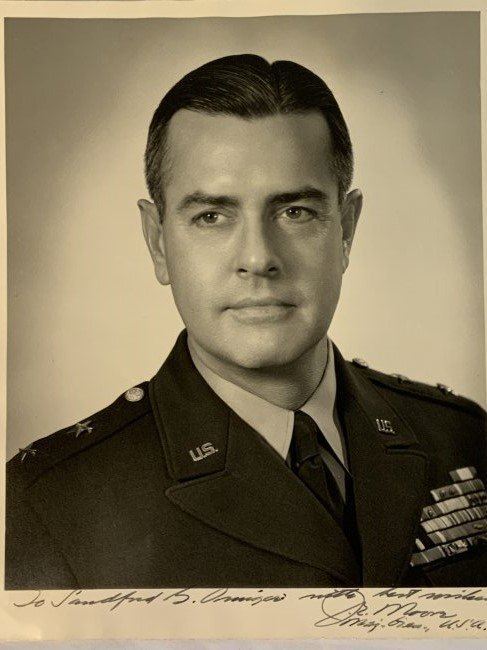 Major Moore WWII US MAJOR GENERAL JAMES EDWARD MOORE SIGNED PORTRAIT PICTURE