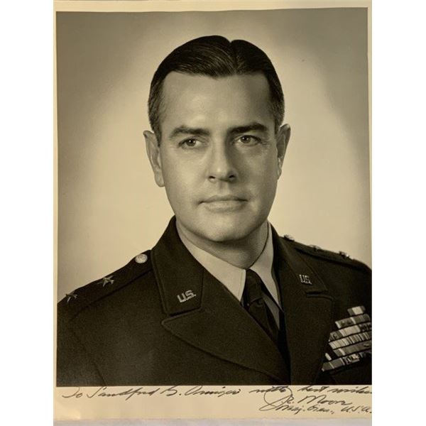 WWII US MAJOR GENERAL JAMES EDWARD MOORE SIGNED PORTRAIT PICTURE