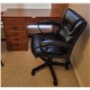 Image 1 : A Charming Vintage Wooden Desk With Black Office Chair