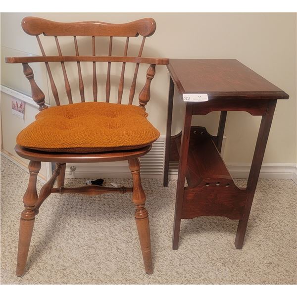A Charming Wooden Chair And A Wooden Side Table