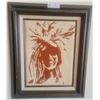 Image 1 : A Framed Picture Of A Cross Stitched Native American Man