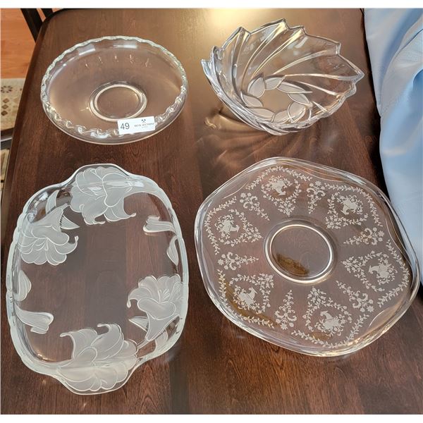 An Assortment Of Four Beautiful Glass Serving Trays