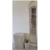 Image 1 : A Pretty Laundry Hamper/Matching Trash Bin, Gorgeous Accent Mirror, and Plastic Shoe Holder
