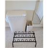 Image 2 : A Pretty Laundry Hamper/Matching Trash Bin, Gorgeous Accent Mirror, and Plastic Shoe Holder