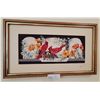 Image 2 : 3 Fabulous Framed Pictures Of Cross Stitched Cardinal's.