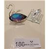 Image 1 : A Stunning Swarovski Crystal Swan, Accompanied By A Wonderful Glass Swan.