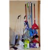 Image 2 : A Large Assortment Of Cleaning Products (Brooms and Swiffers)