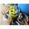 Image 9 : Misc. Shop Materials: Floor Cleaner, Empty Plastic Drums, Straps, etc.