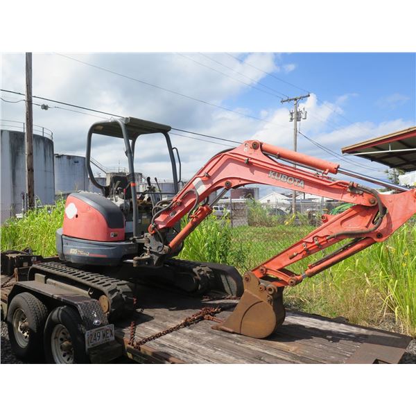 Kubota U35S2 Mini Excavator, Starts/Runs (See Video), Hours Unknown, Hour Meter Not Readable