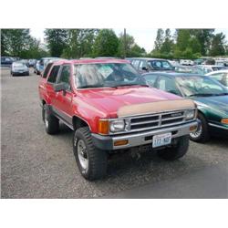 87 TOYOTA 4-RUNNER 4X4 2DR SUV EXMT.                                  